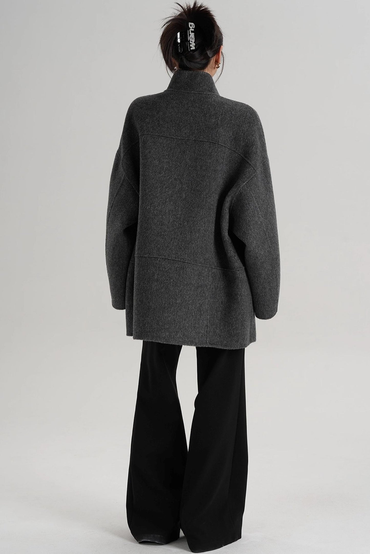 Stand-Up Collar Loose Sleeve Wool Jacket