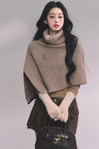 Maple Leaf Knit Sweater Cape Set-Up