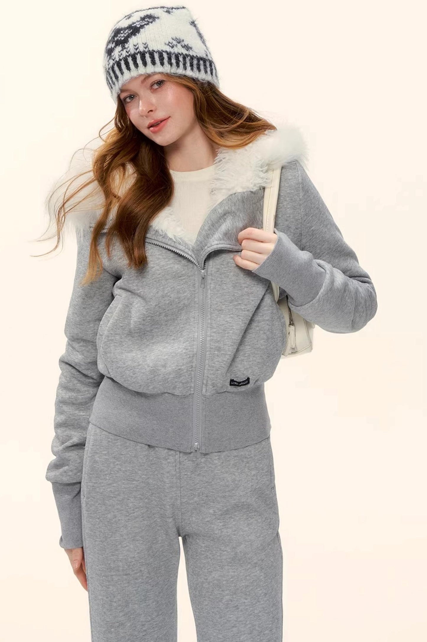 Retro Fleece-Lined Hooded Jacket Set-Up