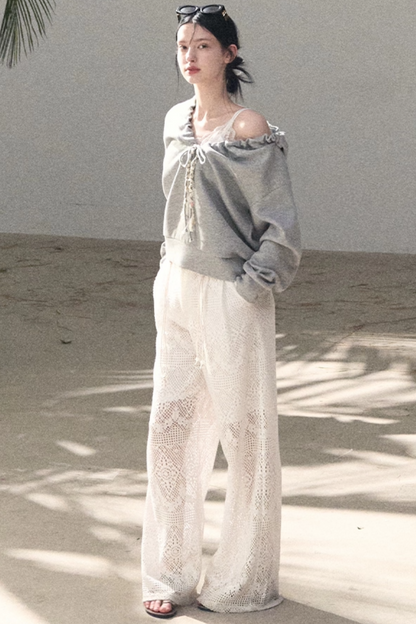 Hollow Crochet Lace Pants