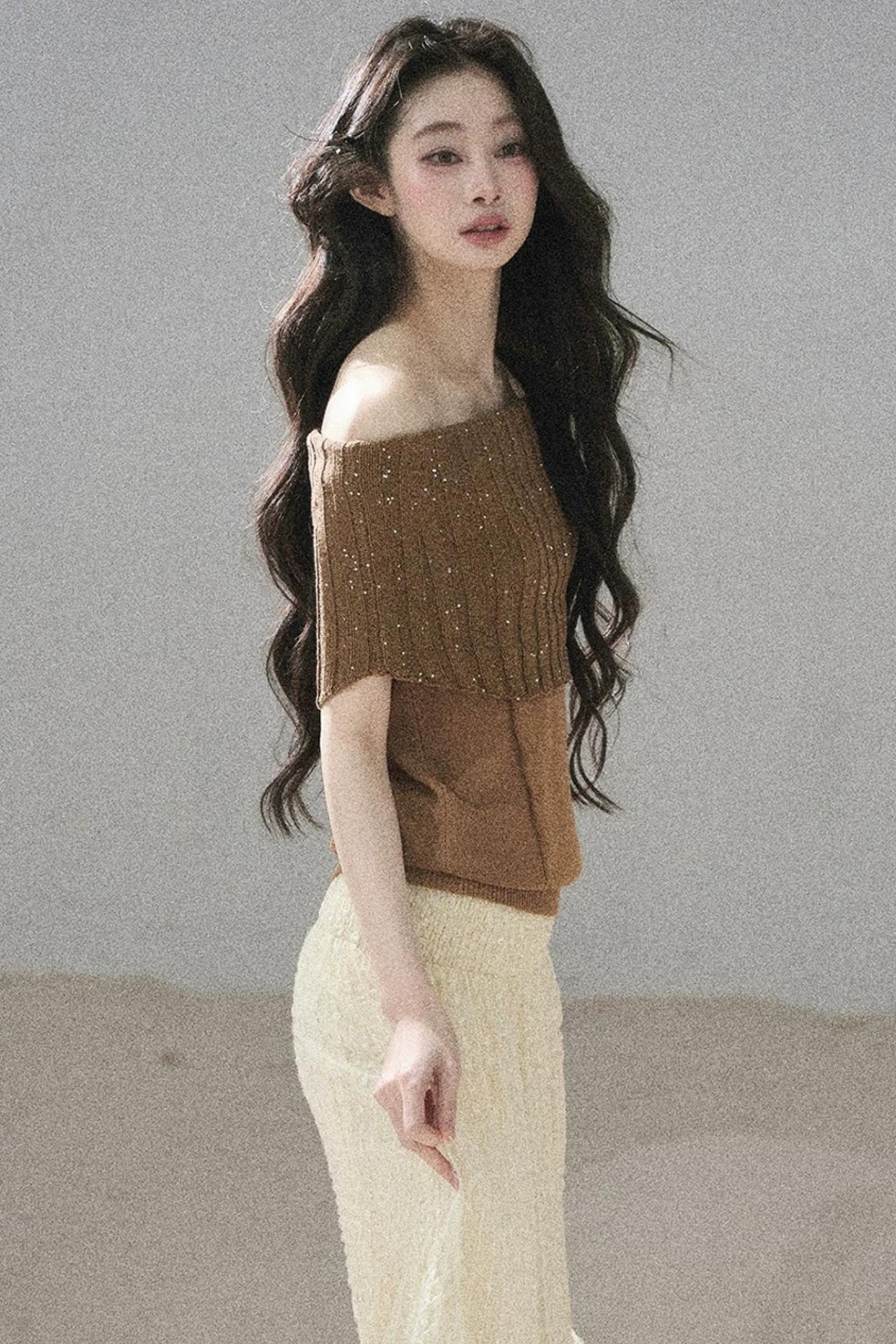 Youthful Off-Shoulder Knit Top