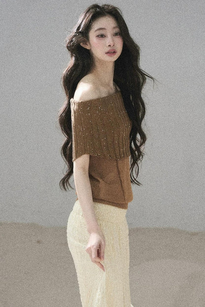Youthful Off-Shoulder Knit Top