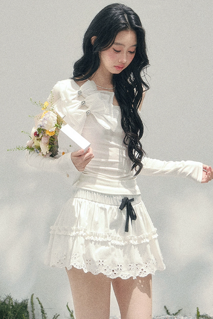 Spring White Half-Skirt