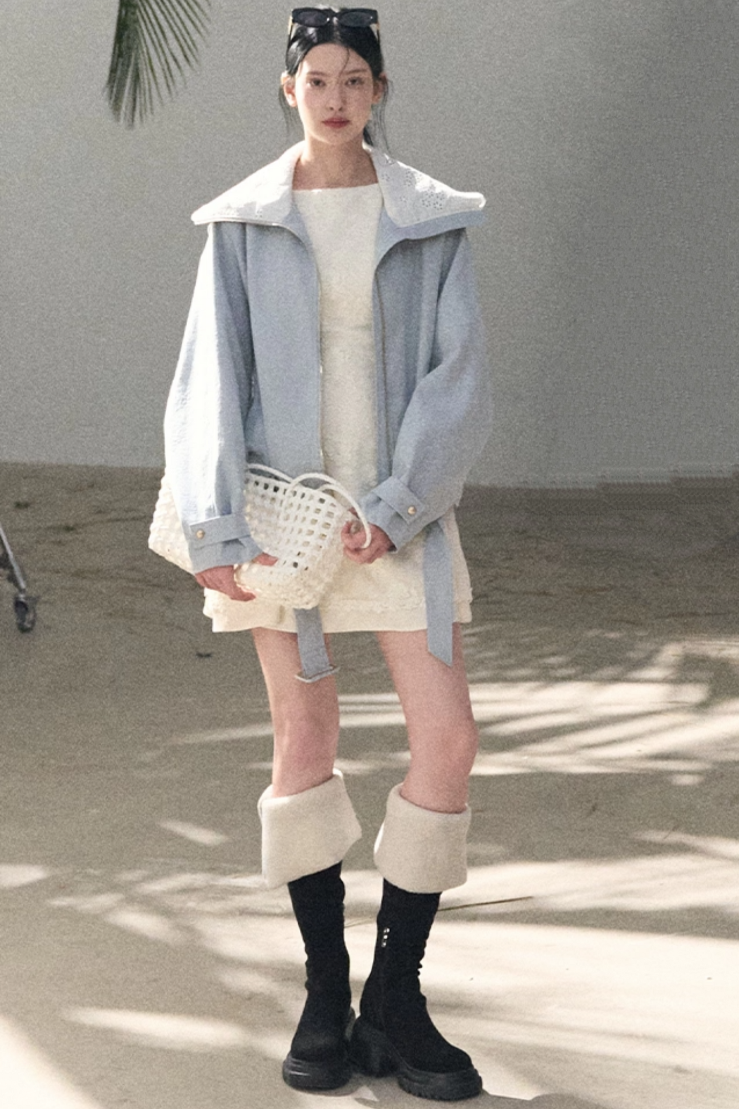 Wool Blend Embossed Floral Dress