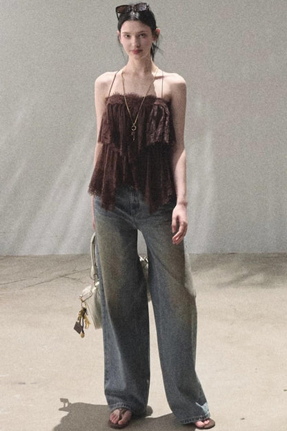 Vintage Hand-Painted Jeans Set