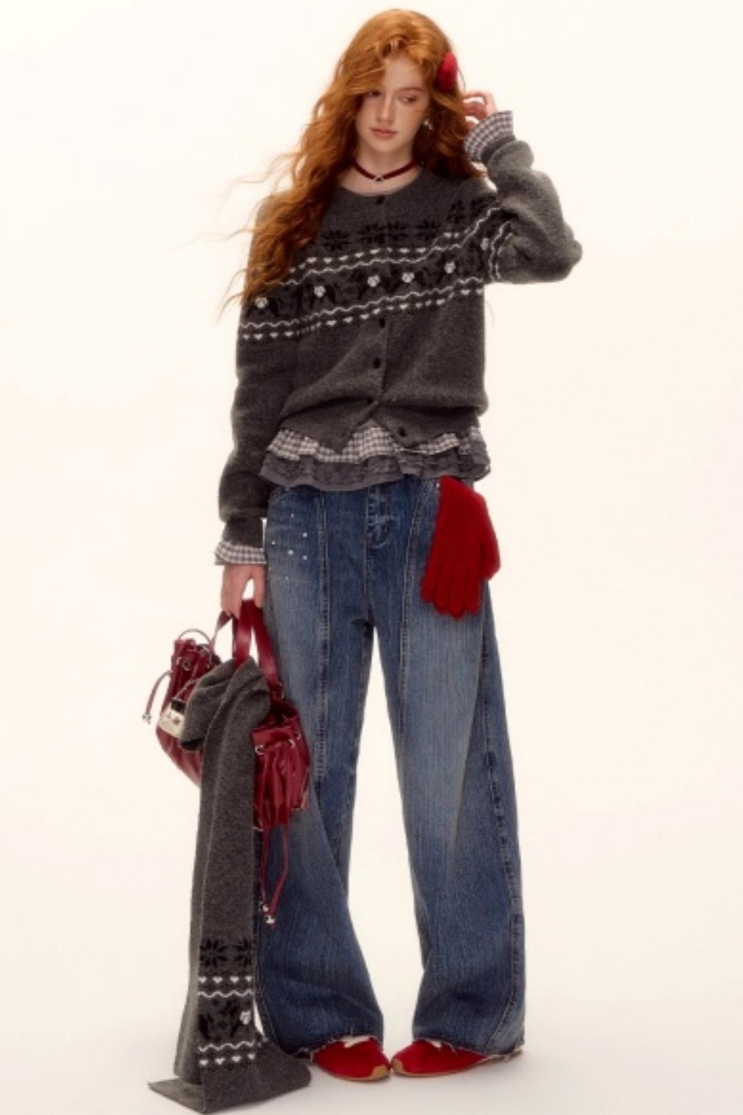 Fair Isle Wool Cardigan Set-Up