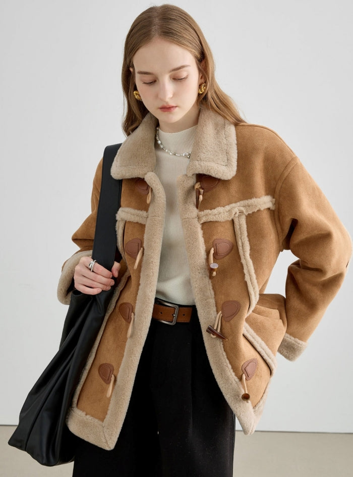 Horn Button Fur Short Coat