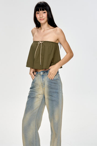 Bright Blue Backless Plunge Top