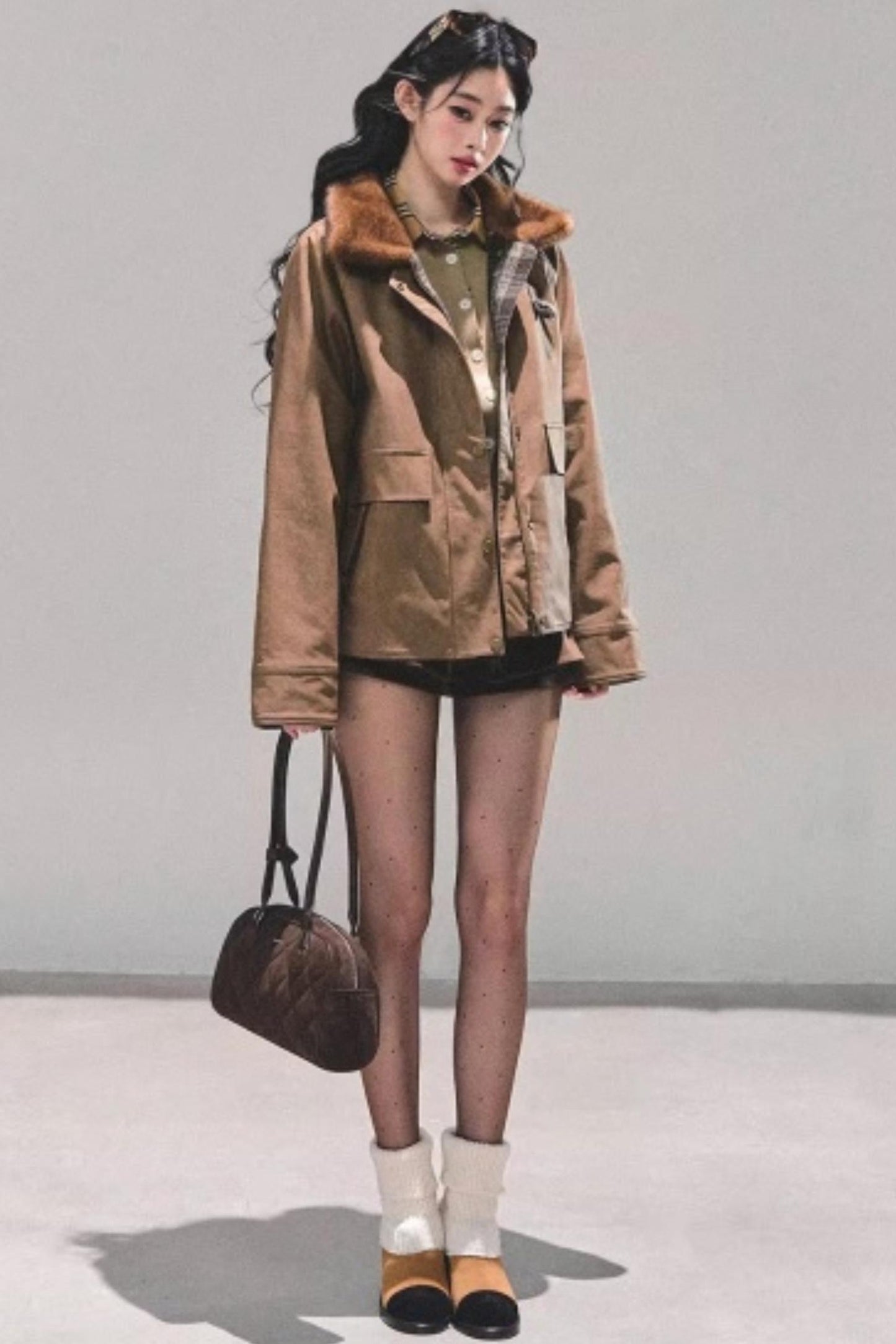 Fake Two Korean Long-Sleeve Knit Top