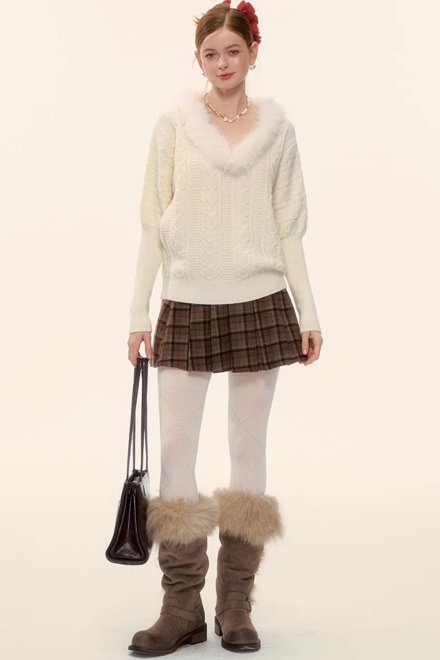 Retro Plaid Wool Skirt