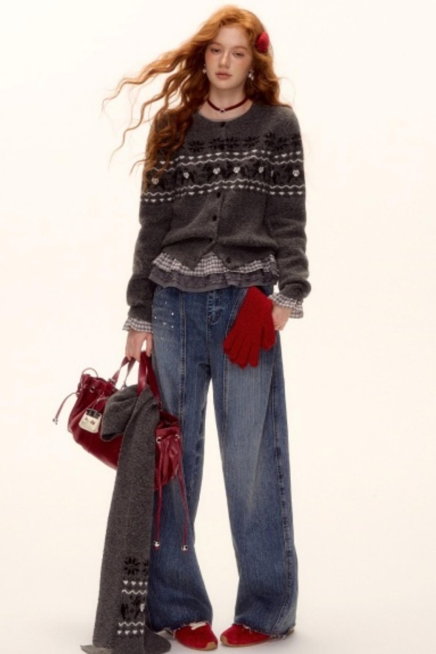 Fair Isle Wool Cardigan Set-Up