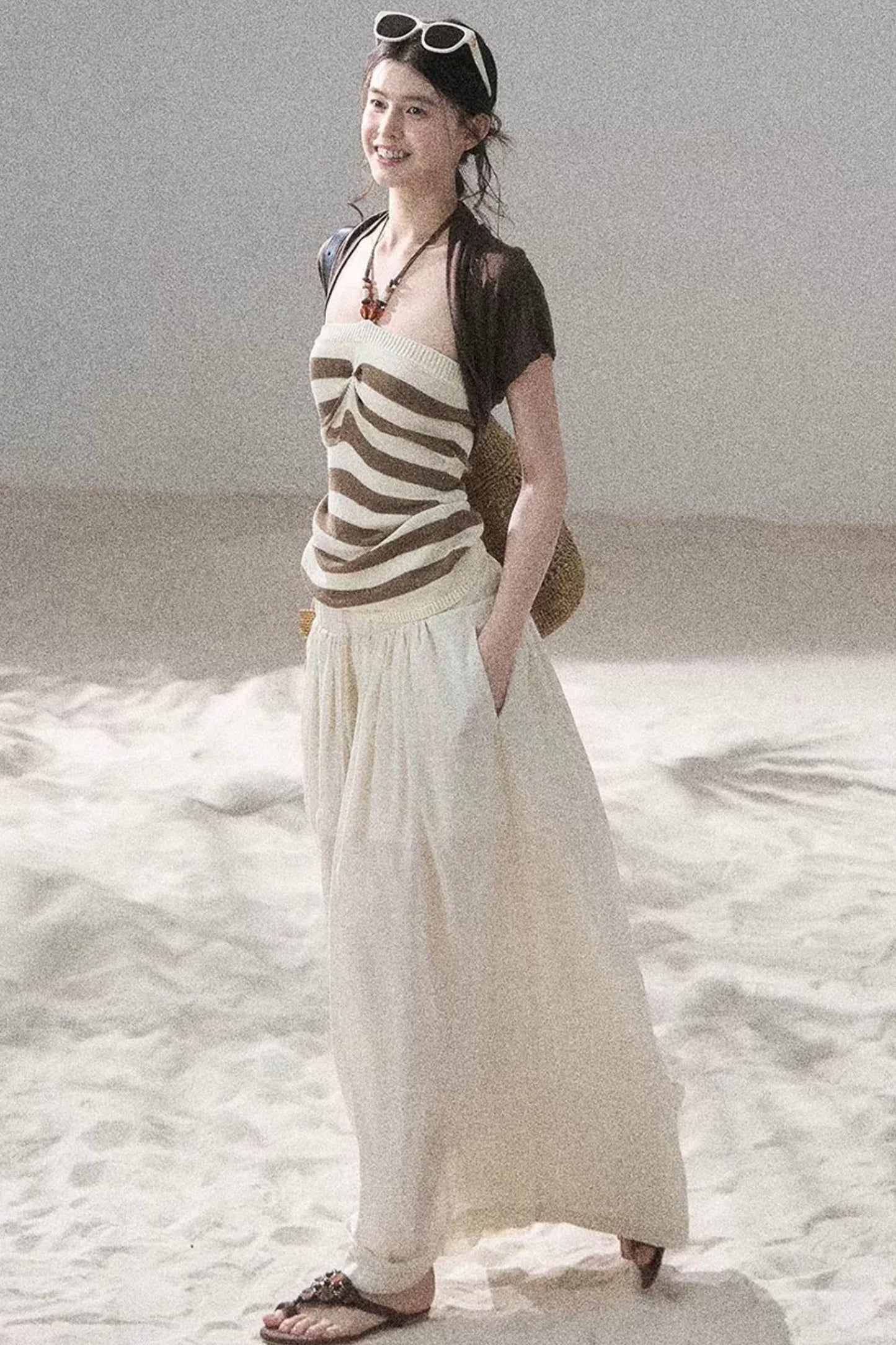 Flowing Twilight Striped Top Set