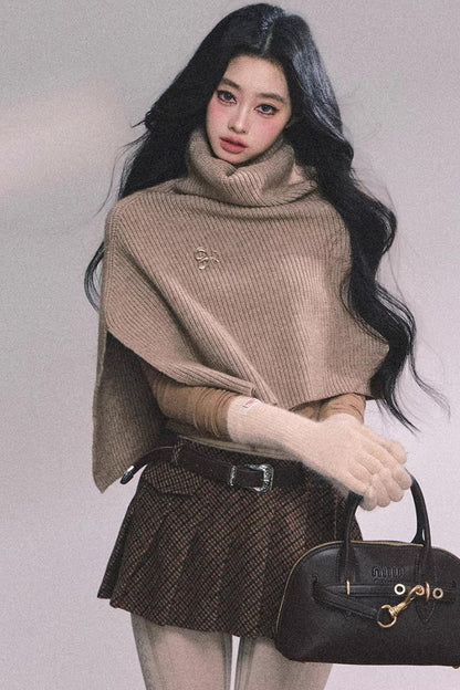 Maple Leaf Knit Sweater Cape Set-Up