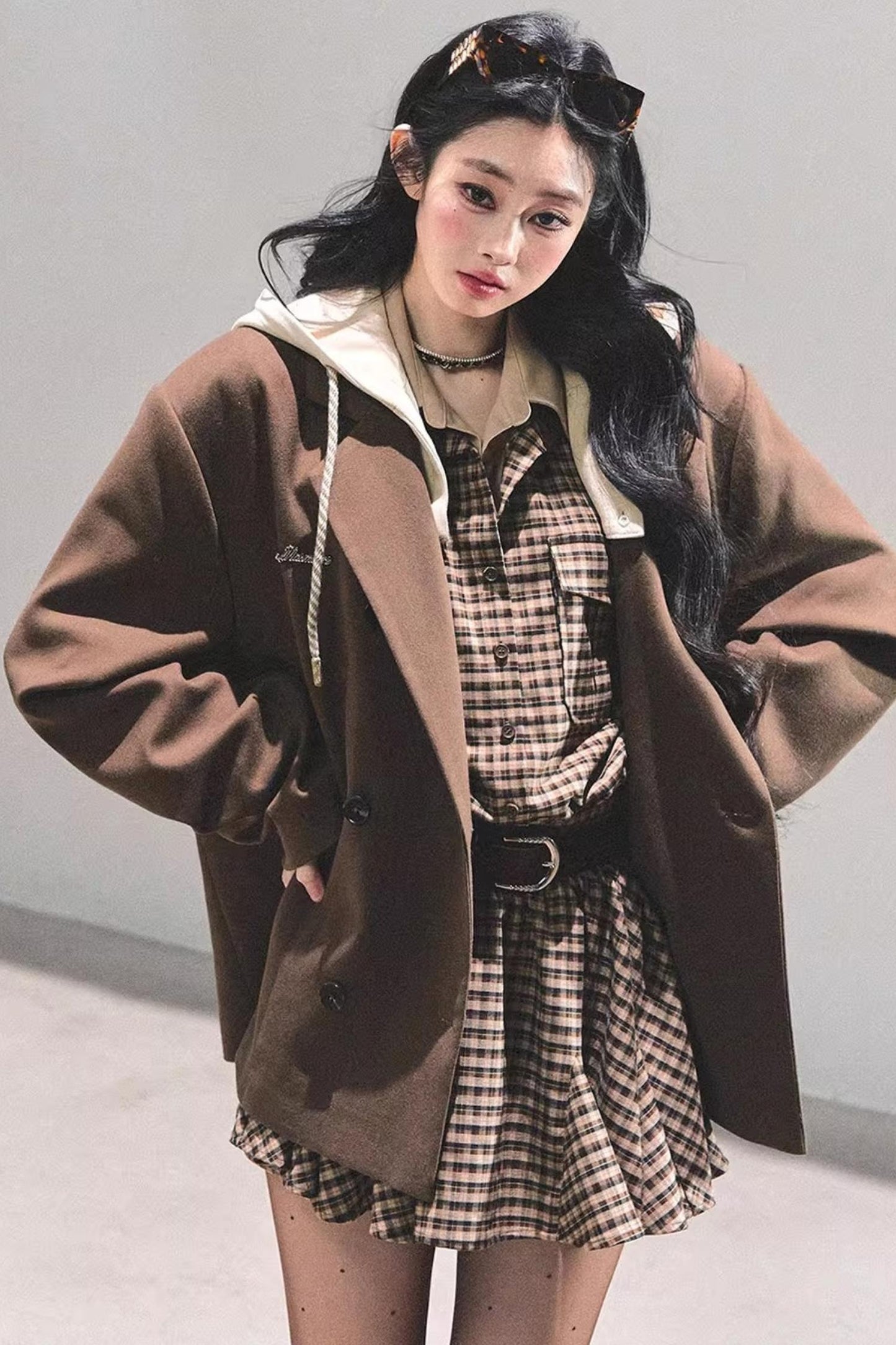 Plaid Two-Piece Winter Dress Set-Up