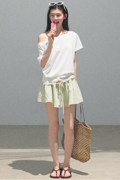 Embroidered Puffy A-Line Skirt