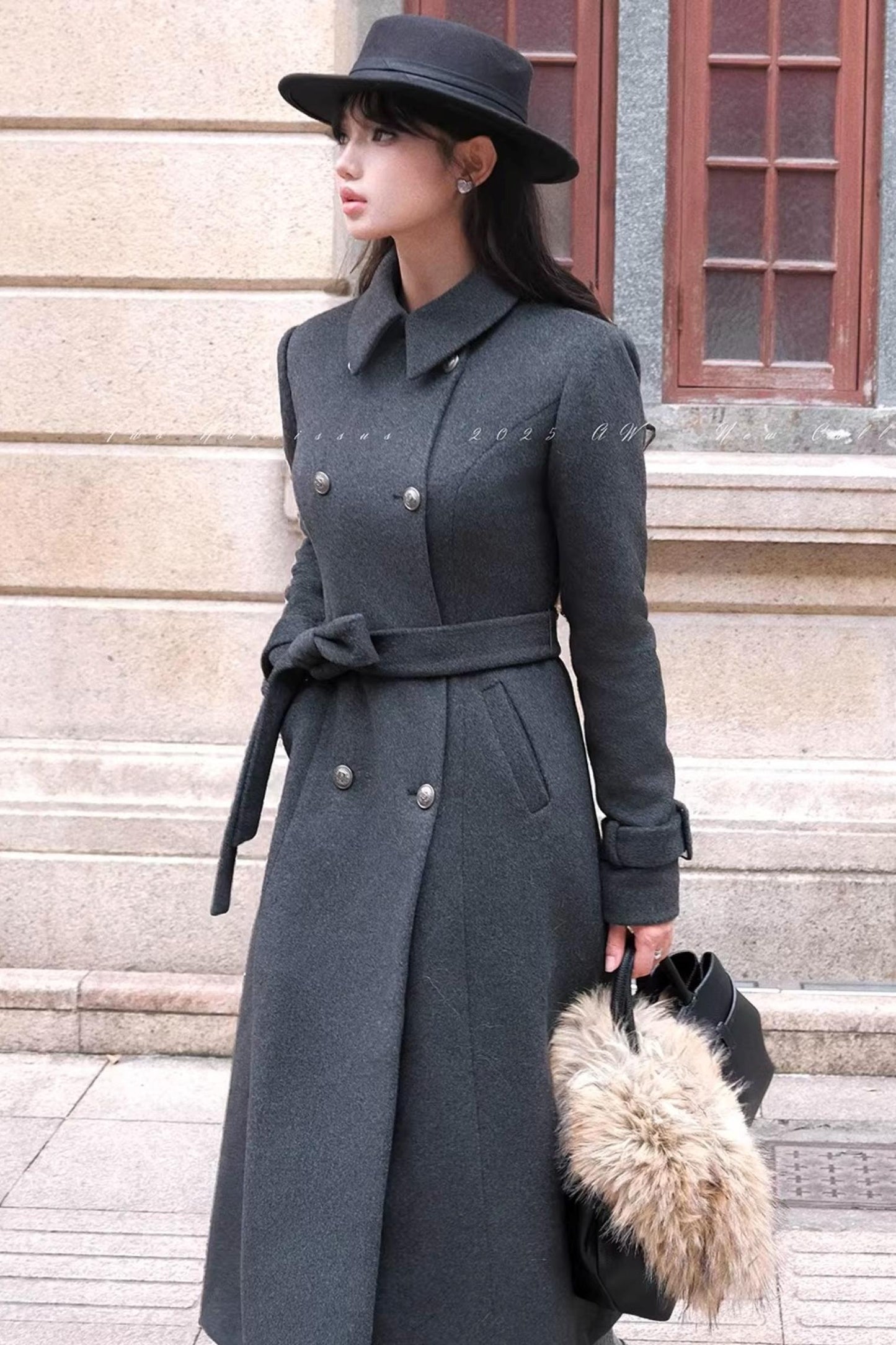 Double-Breasted Woolen Coat Set-Up