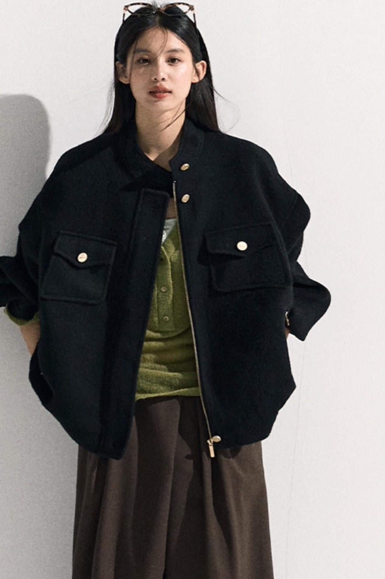 V-Neck Long Sleeve Wool Knit Top