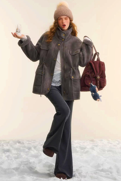 Reversible Lamb Wool Biker Jacket