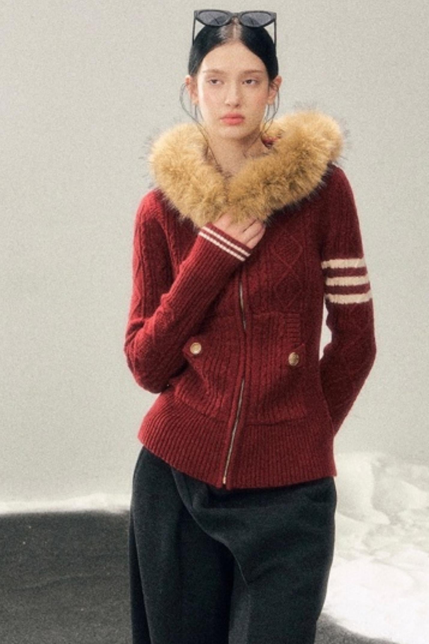 Winter Hooded Knit Sweater