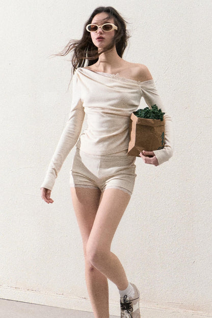 Elegant One-Shoulder Tops Set-Up