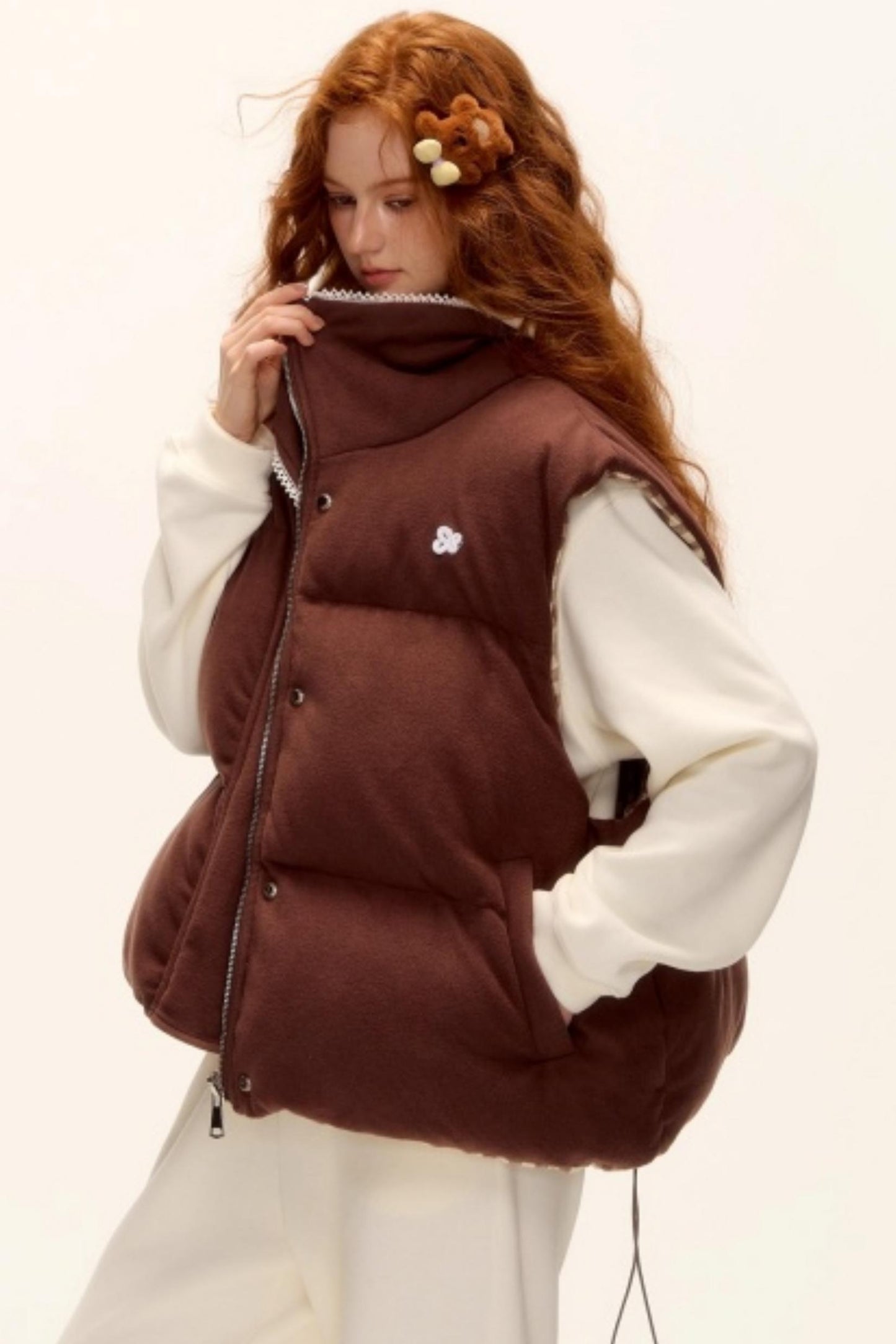 Reversible Plaid Lace Vest