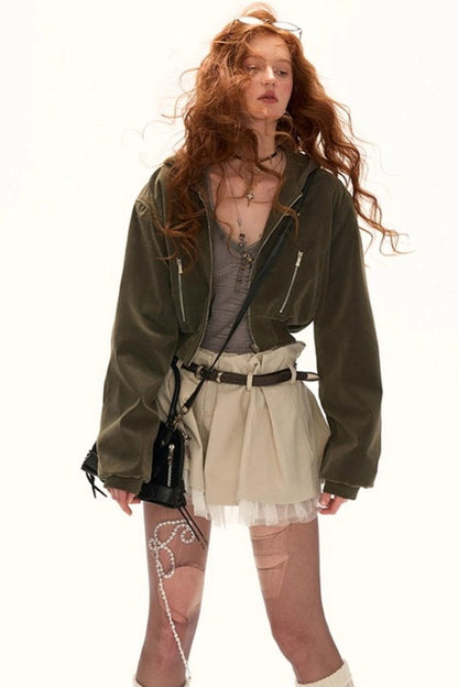 Patchwork V-Neck Long-Sleeved T-Shirt