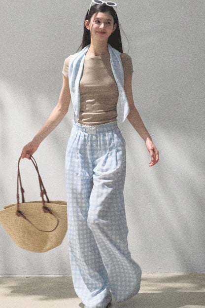 Wide-Leg Tencel Hemp Pants Set-Up