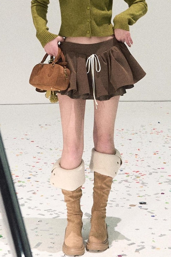 Plaid Color-Blocked A-Line Skirt