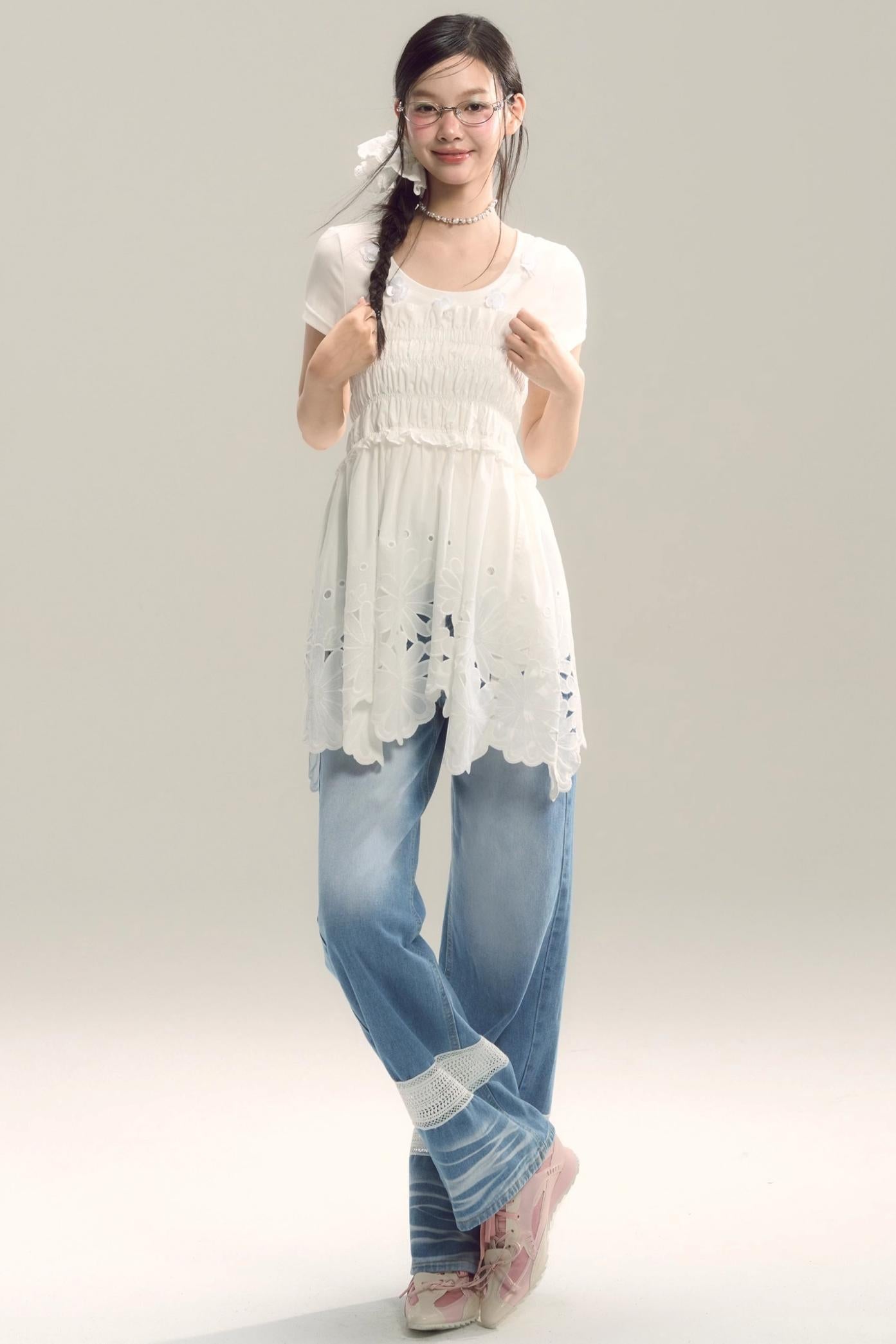 Whispering Daisy Asymmetrical Skirt Top