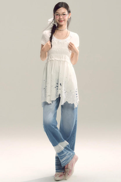 Whispering Daisy Asymmetrical Skirt Top