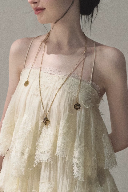 Heartbeat Lace Tiered Dress and Camisole Set