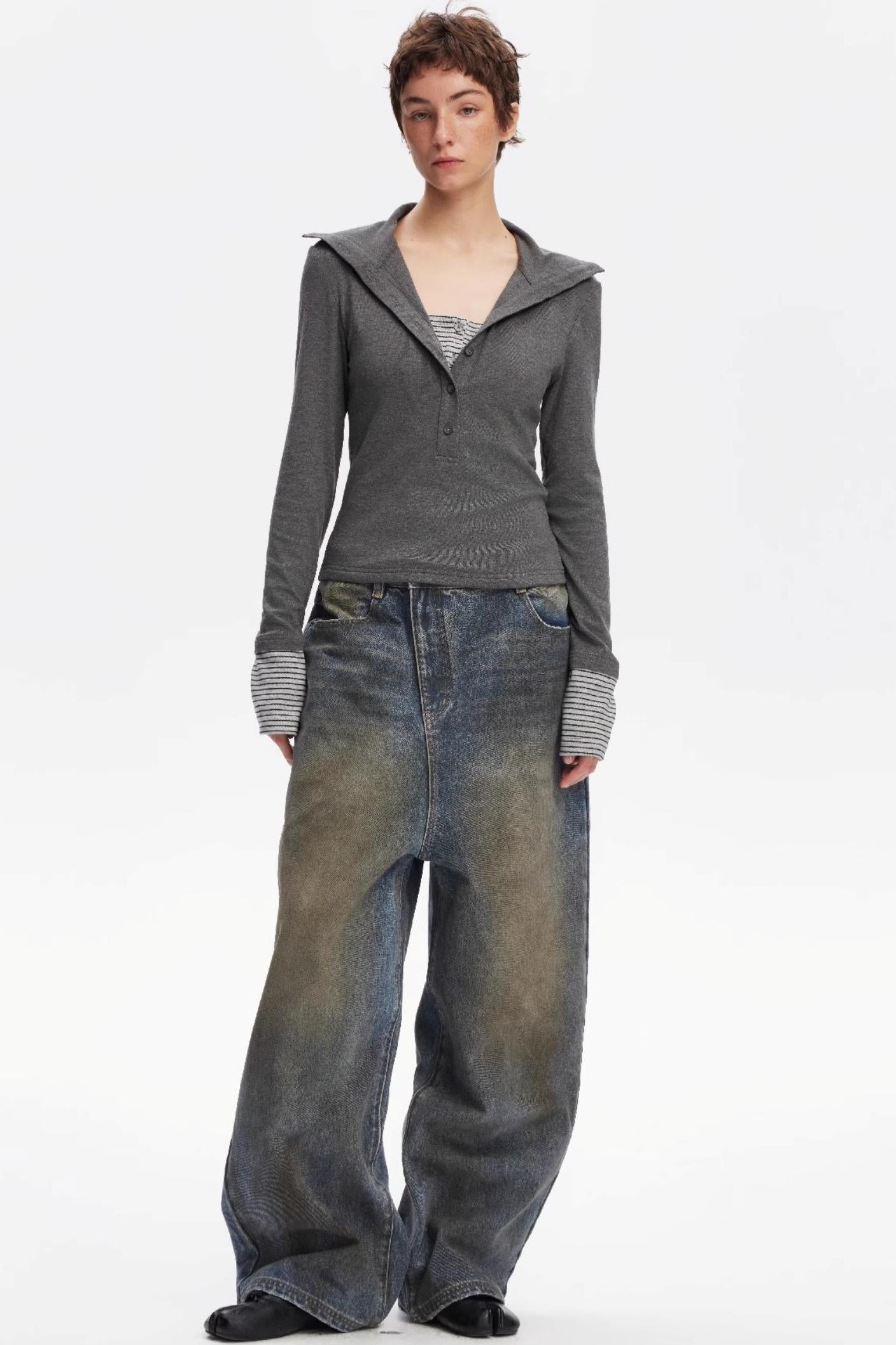 Vintage Yellow Distressed Jeans