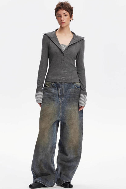 Vintage Yellow Distressed Jeans