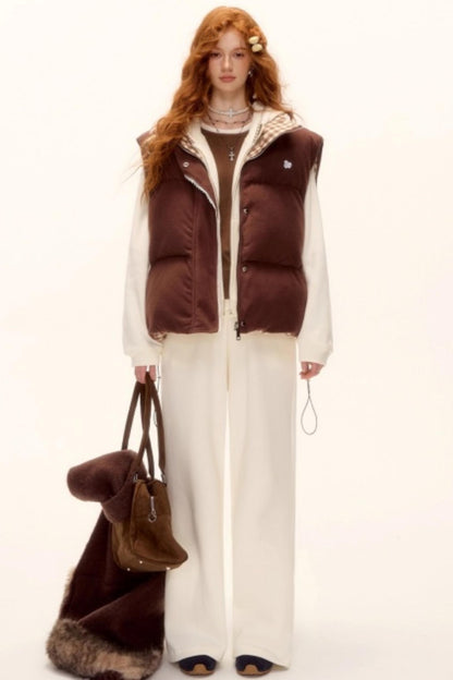 Reversible Plaid Lace Vest