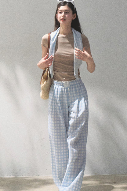 Wide-Leg Tencel Hemp Pants Set-Up
