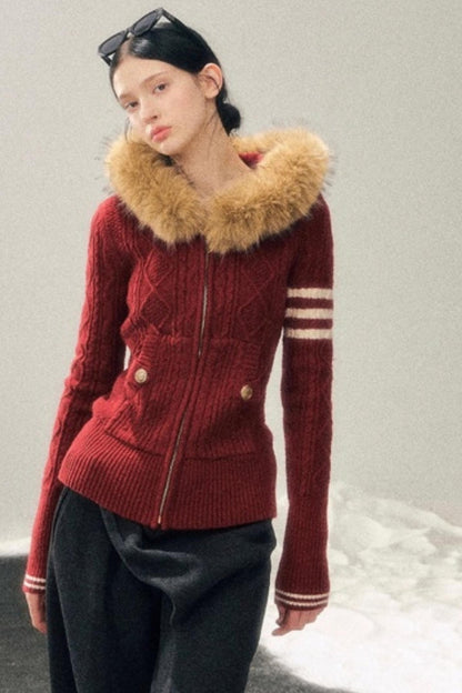 Winter Hooded Knit Sweater