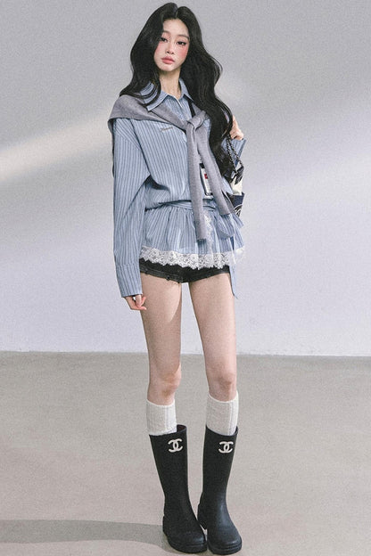 French Lace Stripe Shirt Set-Up