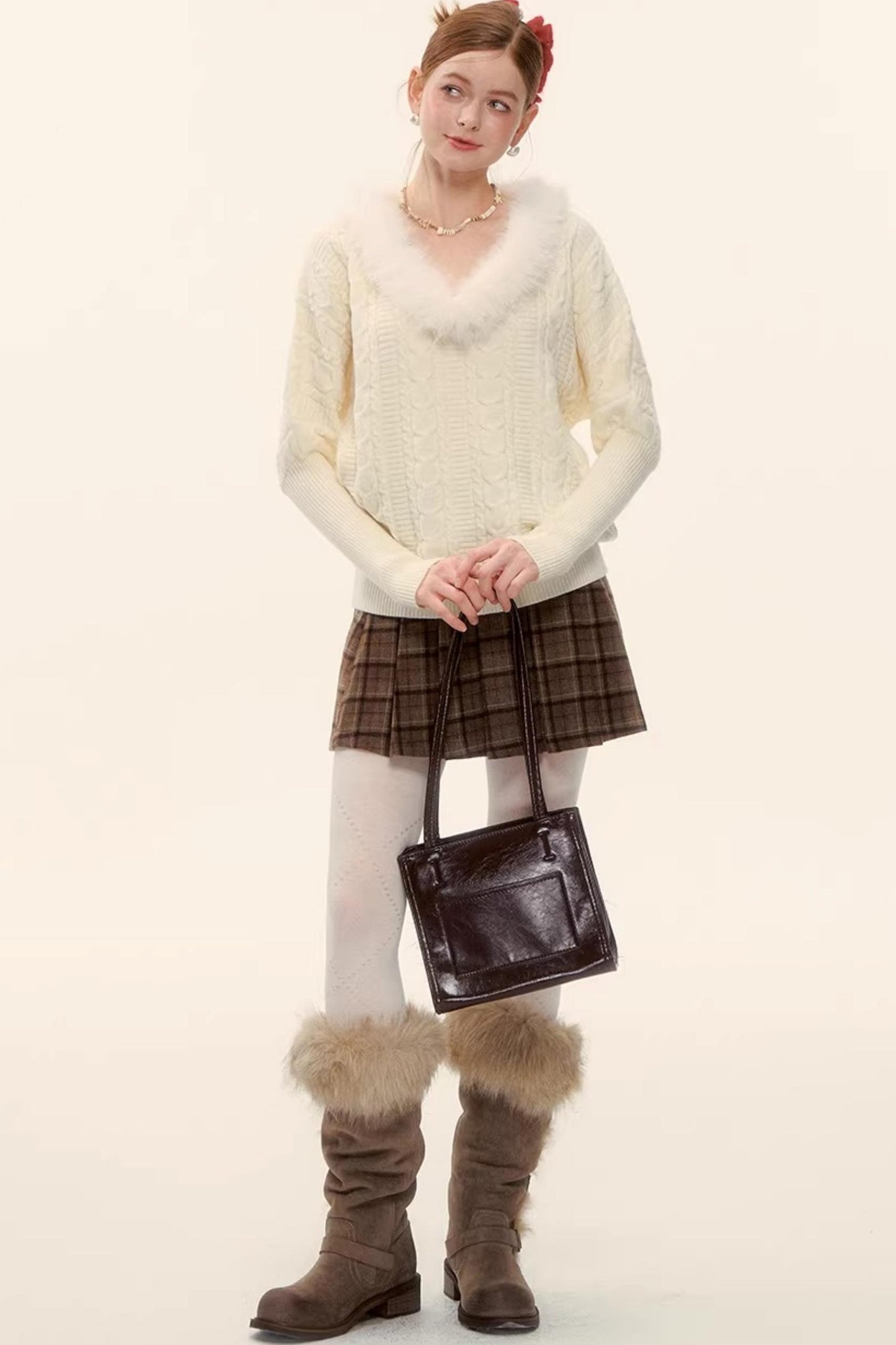 Retro Plaid Wool Skirt