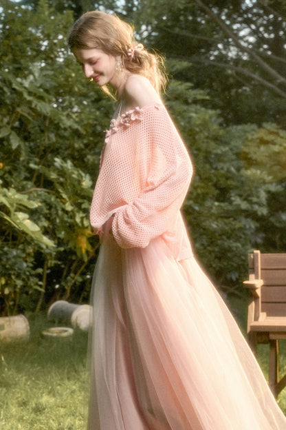 Galaxy Ice Silk Hollow Cardigan