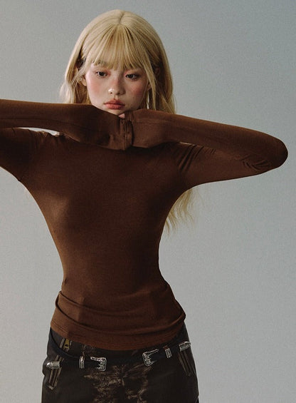 solid color slim breathable turtleneck tops