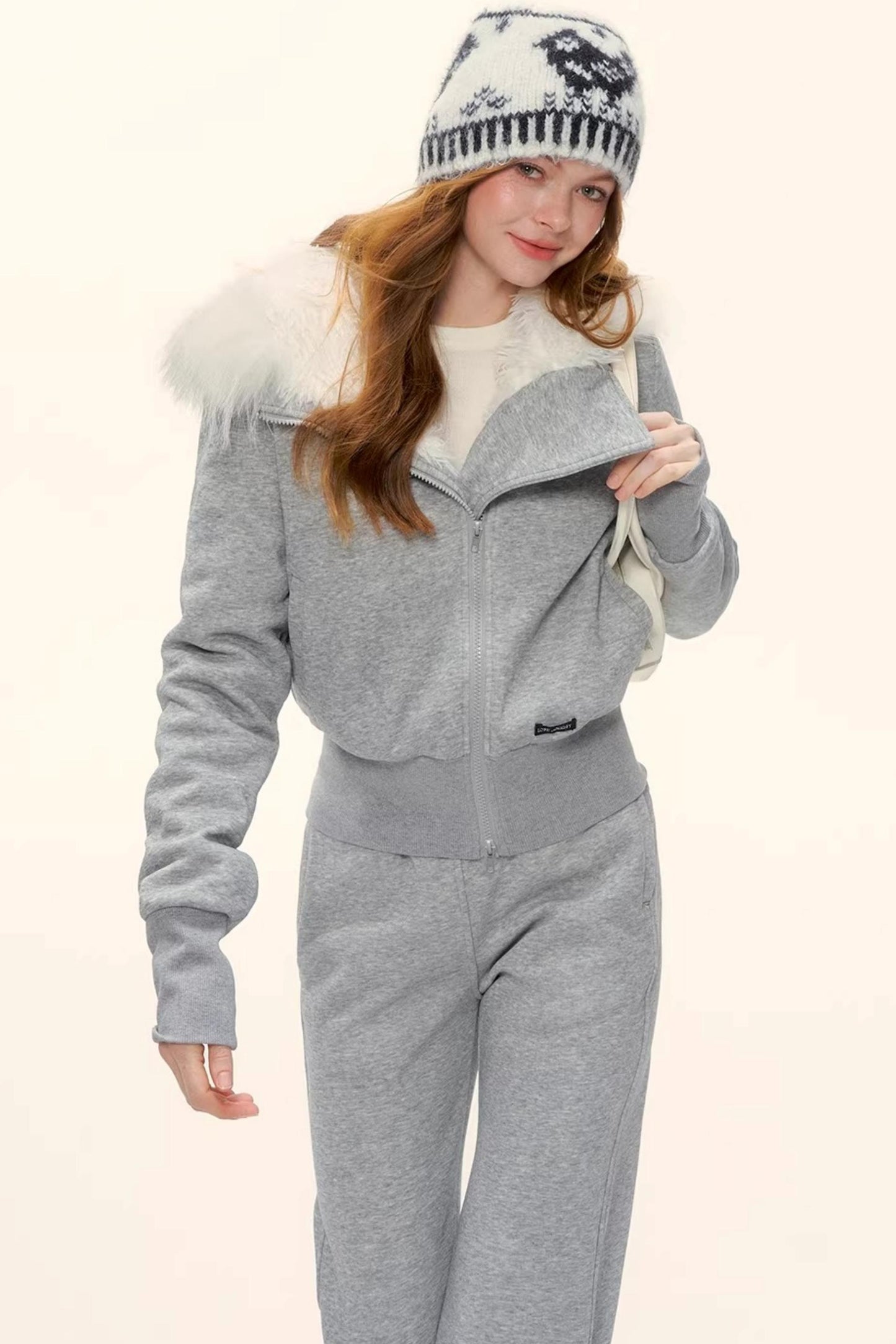 Retro Fleece-Lined Hooded Jacket Set-Up