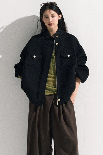 Tencel Wool Pleats Wide-Leg Pants