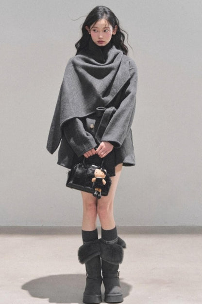 Winter Plaid Wool Coat