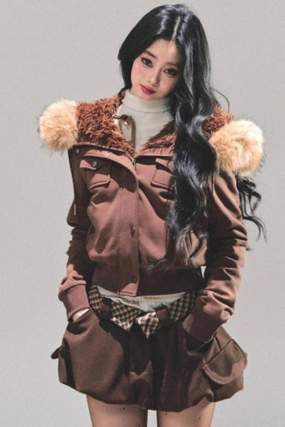 Hooded Faux Fur Winter Coat