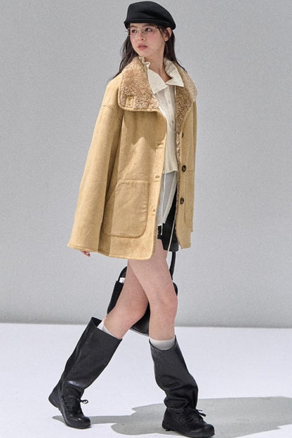 Fungus Edge Collar Drawstring Lace-up Shirt