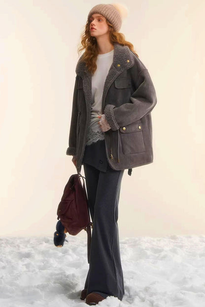 Reversible Lamb Wool Biker Jacket