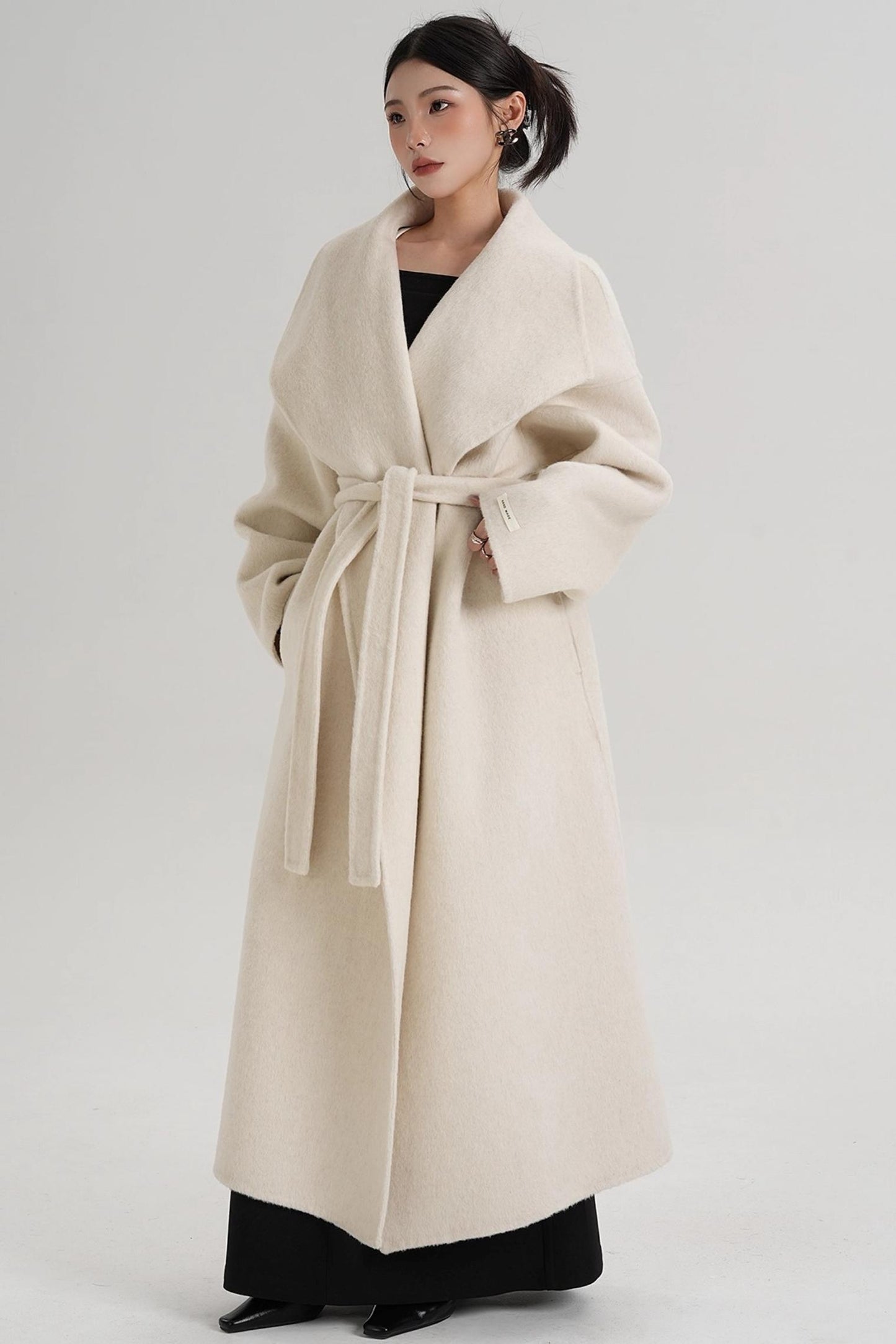 Large Lapel Long Wool Coat