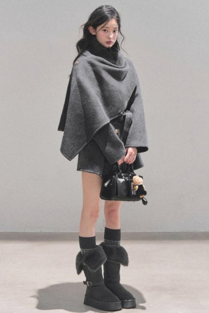 Winter Plaid Wool Coat