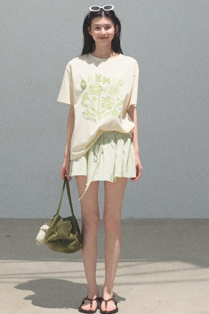 Embroidered Puffy A-Line Skirt