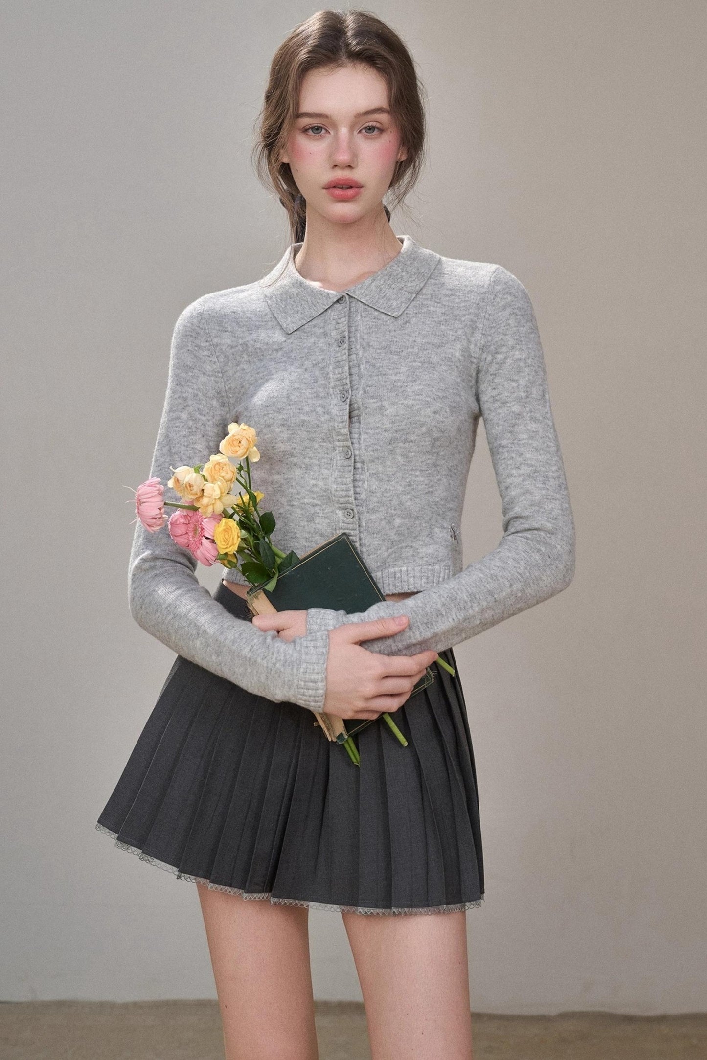 Gray Pleated Skirt